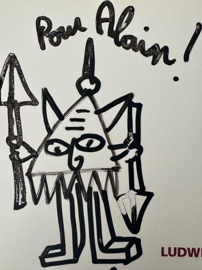 Robert Combas - Guerrier - 2008 - Dessin dédicacé au feutre - Signé 2