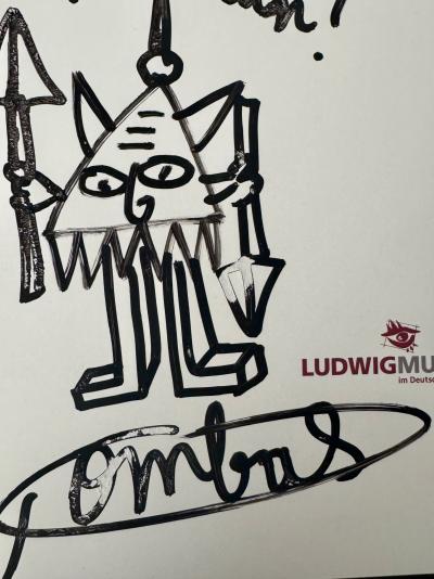 Robert Combas - Guerrier - 2008 - Dessin dédicacé au feutre - Signé 2