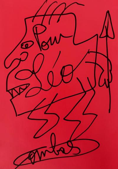 Robert Combas - Guerrier - 1999 - Dessin au feutre - Signé 2