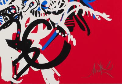 Raymond MORETTI : Les illuminations de Rimbaud en bleu et rouge - Sérigraphie originale signée 2