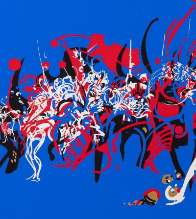 Raymond MORETTI : Les illuminations de Rimbaud en bleu et rouge - Sérigraphie originale signée 2