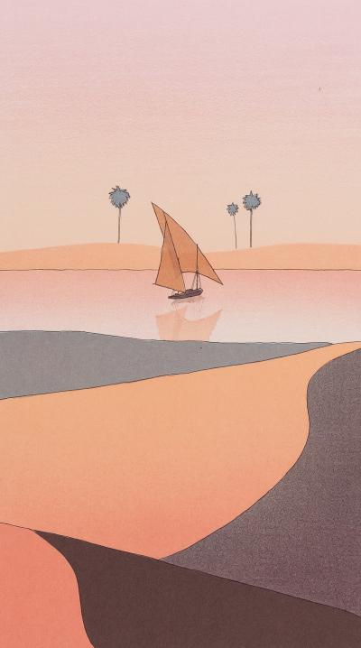 Yan NASCIMBENE : Paysage rose - Lithographie originale signée 2