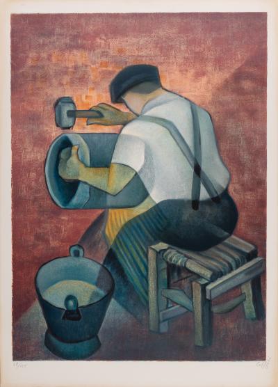 Louis TOFFOLI : Le ferblantier - Lithographie originale signée 2