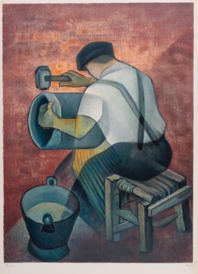 Louis TOFFOLI : Le ferblantier - Lithographie originale signée 2