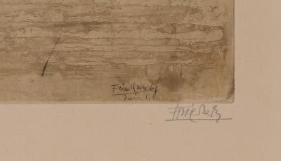 Johnny Friedlaender: Composition with Blue Birds - Original signed engraving 2