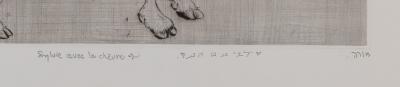 Mordecai Moreh: Sylvie with the goat - Original signed engraving 2