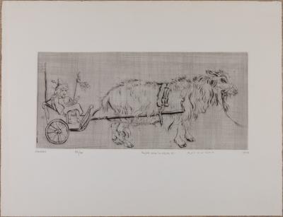 Mordecai Moreh: Sylvie with the goat - Original signed engraving 2