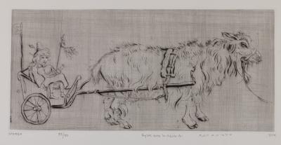 Mordecai Moreh: Sylvie with the goat - Original signed engraving 2