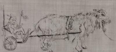 Mordecai Moreh: Sylvie with the goat - Original signed engraving 2