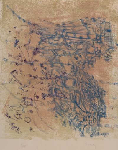 Camille BRYEN: Blue Composition - Original signed lithograph 2