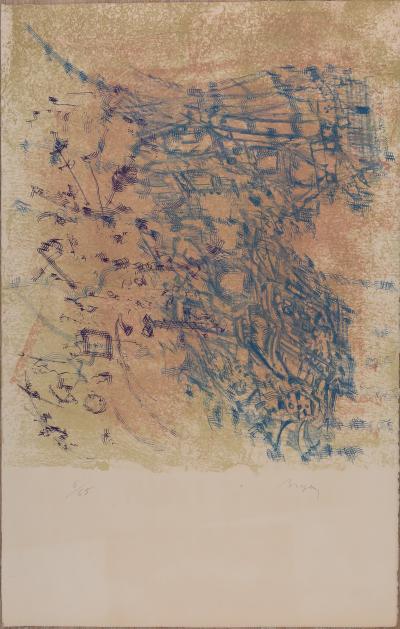 Camille BRYEN: Blue Composition - Original signed lithograph 2