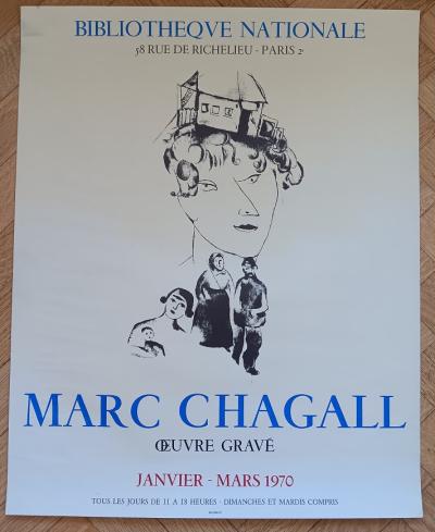 Marc CHAGALL - Affiche originale d’exposition - L’oeuvre gravée - Paris - Imp. Mourlot - 1970 2