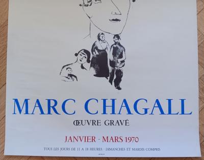 Marc CHAGALL - Affiche originale d’exposition - L’oeuvre gravée - Paris - Imp. Mourlot - 1970 2