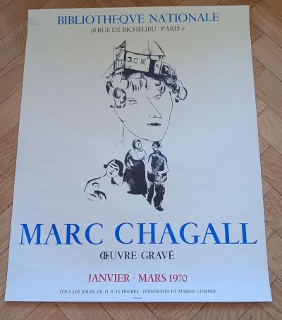 Marc CHAGALL - Affiche originale d’exposition - L’oeuvre gravée - Paris - Imp. Mourlot - 1970 2