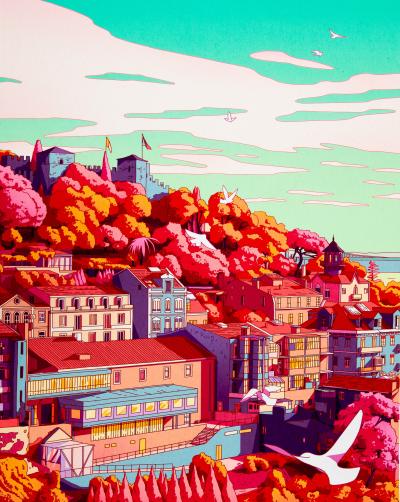 Camila NOGUEIRA : Vue de Lisbonne - Giclée originale signée 2