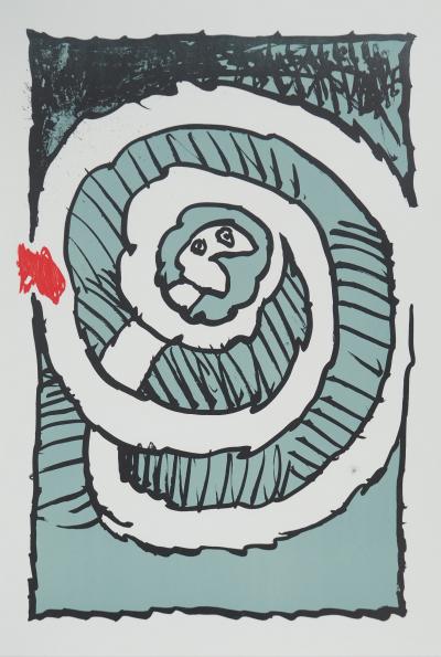 Pierre ALECHINSKY : Festival d’automne (Bleu) - Lithographie en couleurs