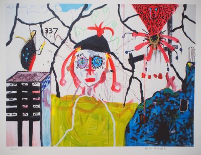 PLAZZART : Paul KOSTABI : Femme aux cheveux roses - Giclée originale signée 2