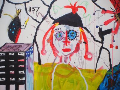 PLAZZART : Paul KOSTABI : Femme aux cheveux roses - Giclée originale signée 2