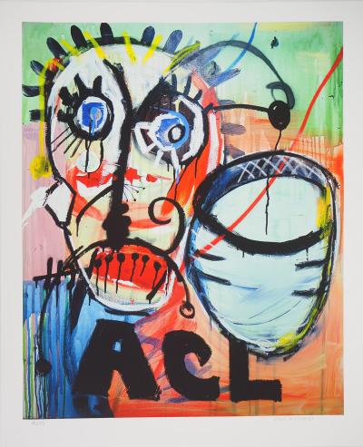Paul KOSTABI : Homme à la moustache - Giclée originale signée 2
