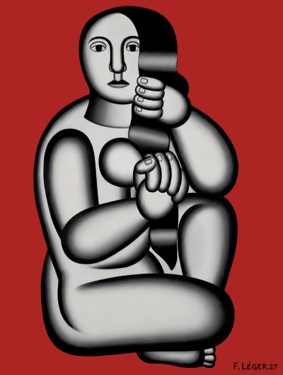 Fernand Léger (d’après), Femme assise sur fond rouge, sérigraphie signée numérotée 2