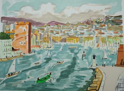 Yves BRAYER : La passe du Vieux-Port - Lithographie originale signée 2