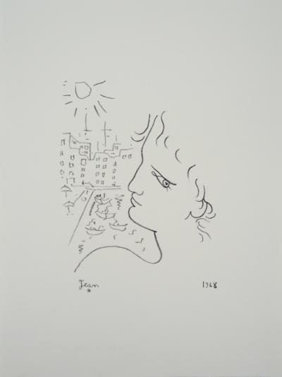 Jean COCTEAU : Venise, profil d’homme - Lithographie signée