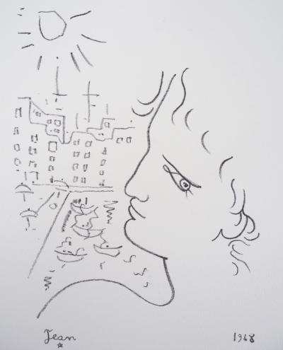 Jean COCTEAU : Venise, profil d’homme - Lithographie signée 2