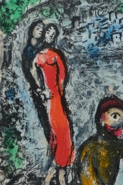 Marc Chagall: Couple and Artist in Front of Saint Jeannet - Original Lithograph 2