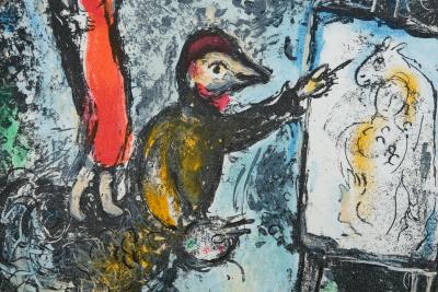 Marc Chagall: Couple and Artist in Front of Saint Jeannet - Original Lithograph 2
