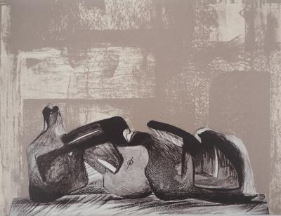 Henry MOORE : Figure allongée - Lithographie originale 2