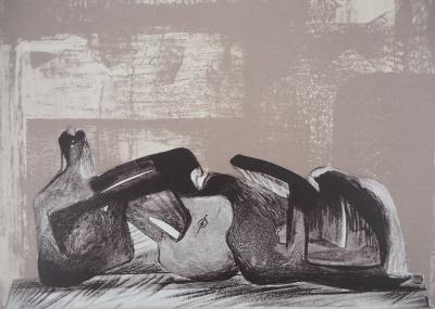 Henry MOORE : Figure allongée - Lithographie originale 2