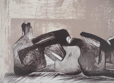 Henry MOORE : Figure allongée - Lithographie originale 2