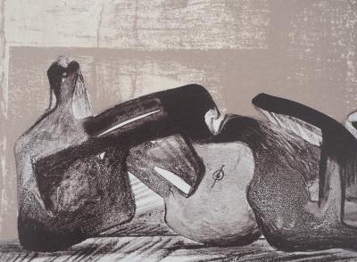 Henry MOORE : Figure allongée - Lithographie originale 2