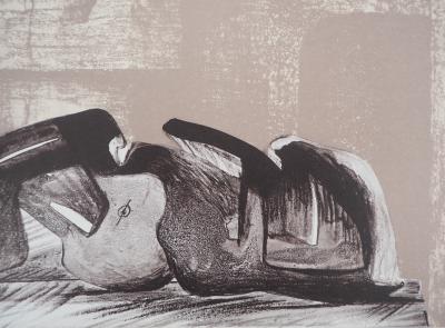 Henry MOORE : Figure allongée - Lithographie originale 2