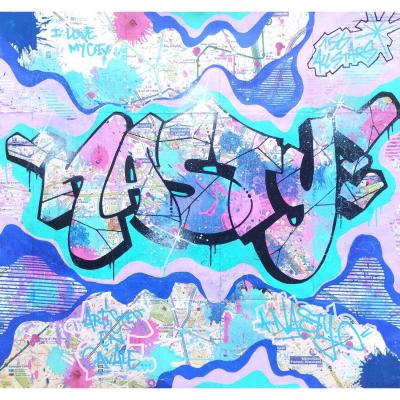 Nasty  - I love my city - Peinture aérosole sur Plan de metro -  Unique - 2020 2