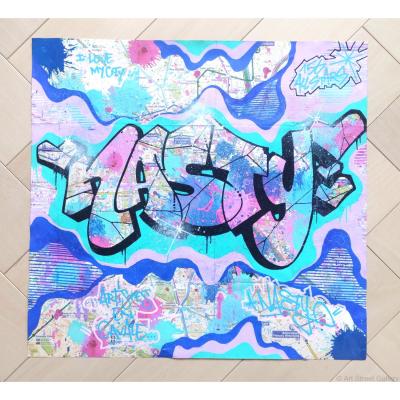 Nasty  - I love my city - Peinture aérosole sur Plan de metro -  Unique - 2020 2