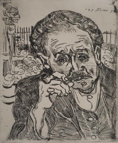 Vincent Van Gogh (d’après)  : Portrait du docteur Gachet, Gravure 2