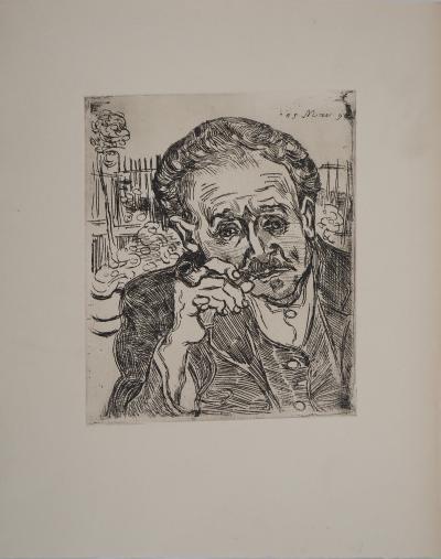 Vincent Van Gogh (d’après)  : Portrait du docteur Gachet, Gravure 2