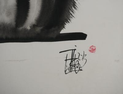 Laszlo TIBAY - Les yeux du chat - Dessin original signé 2