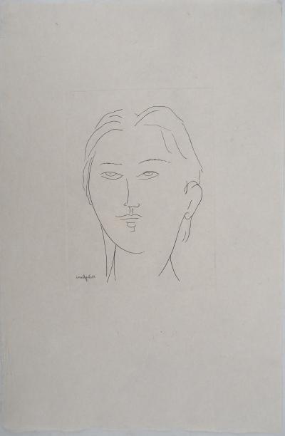 Amedeo MODIGLIANI : Visage de femme - Gravure originale signée