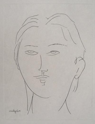 Amedeo MODIGLIANI : Visage de femme - Gravure originale signée 2