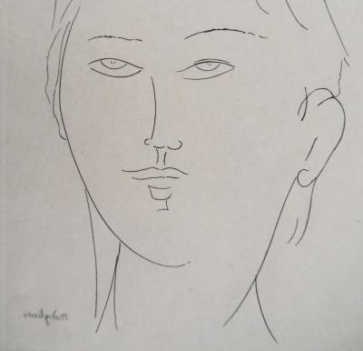 Amedeo MODIGLIANI : Visage de femme - Gravure originale signée 2