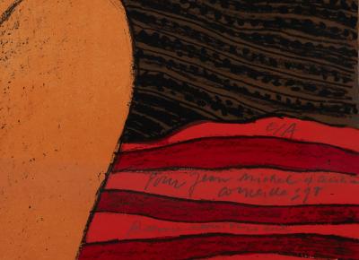 Guillaume CORNEILLE : Femme à l’oiseau rouge - Lithographie originale signée et dédicacée 2