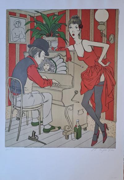 Philippe Henri Noyer - Le pianiste, 1970 - Lithographie originale, signée et numérotée au crayon 2