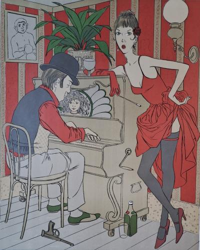 Philippe Henri Noyer - Le pianiste, 1970 - Lithographie originale, signée et numérotée au crayon 2