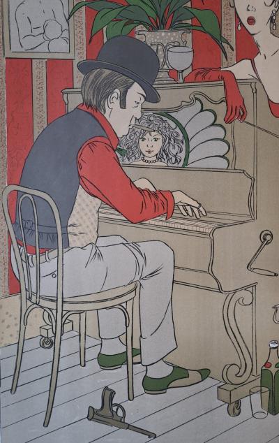 Philippe Henri Noyer - Le pianiste, 1970 - Lithographie originale, signée et numérotée au crayon 2