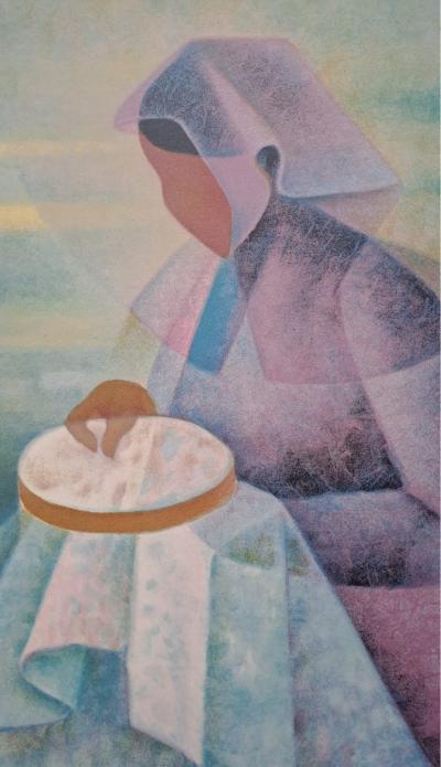 Louis Toffoli - La brodeuse - Lithographie originale signée et numérotée au crayon 2