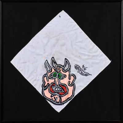 Robert Combas- Tête de monstre rose - 1994 - Acrylique sur tissu 2