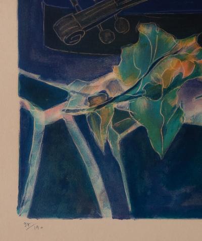 Tony AGOSTINI : Nature morte au violon - Lithographie originale signée 2