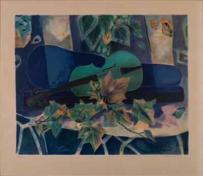 Tony AGOSTINI : Nature morte au violon - Lithographie originale signée 2